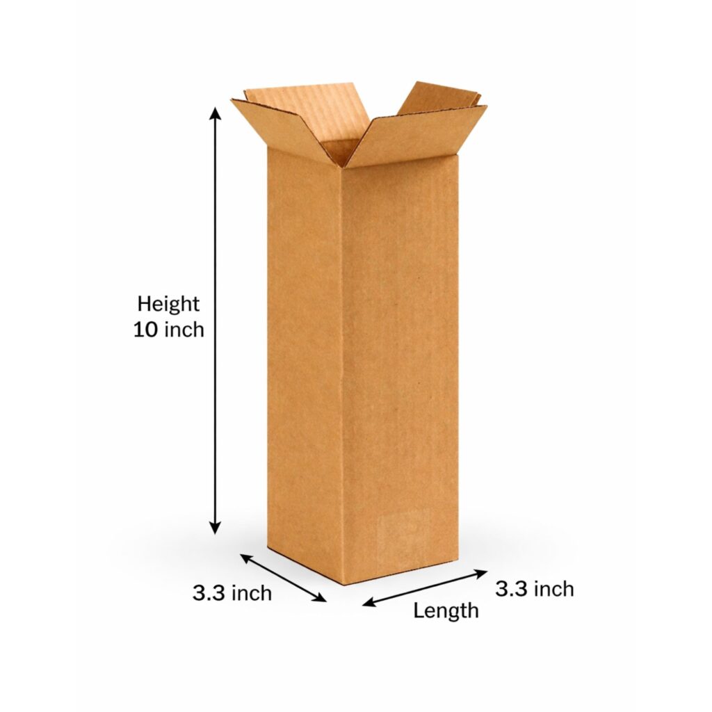 Corrugated Cardboard Shipping Boxes 3.3 x 3.3 x 10 Inch