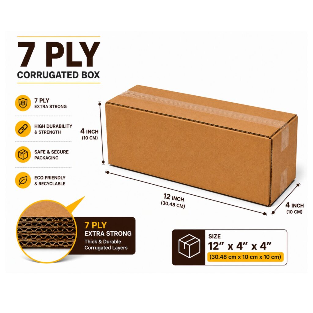 7 ply 12 x 4 x 4 inch corrugated box markrtd